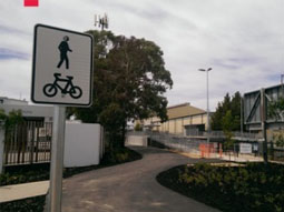 A sign for a shared walking and cycling path.